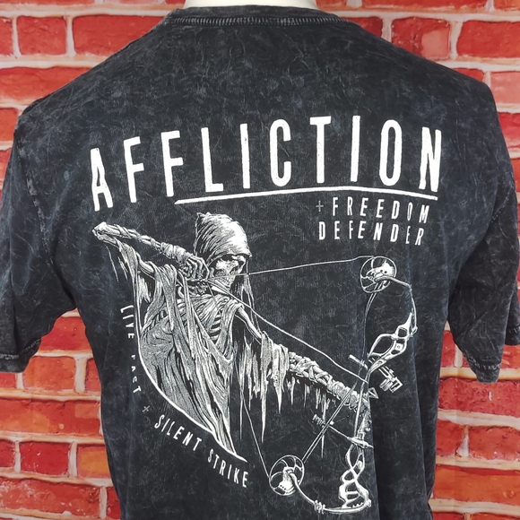 Affliction Men's Grim Reaper Short Sleeve Graphic T-shirt- Size: L -Black - NWOT - Picture 2 of 10